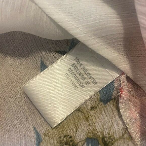 Disney Beauty And The Beast Womens Multicolor Floral Long Sleeve Blouse Top Sz M - Picture 7 of 7